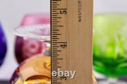 Stunning Set Of 4 Nachtmann Cut To Clear Multicolor Crystal Brandy Snifters-mint