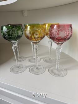 Stunning Set Of 6 Nachtmann Crystal Vintage Wine Hock Glasses 8 1/4