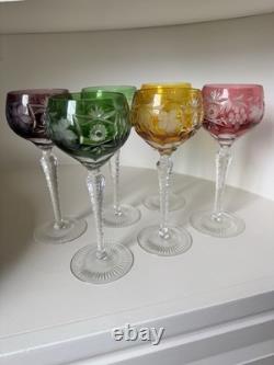 Stunning Set Of 6 Nachtmann Crystal Vintage Wine Hock Glasses 8 1/4