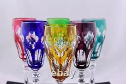 Stunning Set Of 6 Nachtmann Cut To Clear Multicolor Crystal Prezioso Flutes-mint