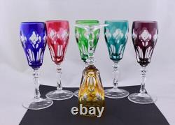 Stunning Set Of 6 Nachtmann Cut To Clear Multicolor Crystal Prezioso Flutes-mint
