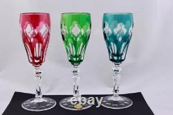 Stunning Set Of 6 Nachtmann Cut To Clear Multicolor Crystal Prezioso Flutes-mint