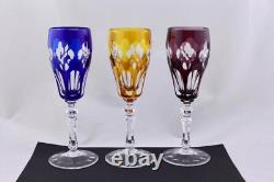 Stunning Set Of 6 Nachtmann Cut To Clear Multicolor Crystal Prezioso Flutes-mint