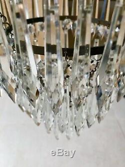 Stunning Vintage Cut Glass Crystal Ceiling Light Chandelier 3 Tiers Icicles +