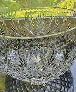 Stunning Vintage Large Crystal Cut Glass Punch Bowl 11 inches Centerpiece