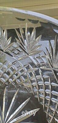 Stunning Vintage Large Crystal Cut Glass Punch Bowl 11 inches Centerpiece