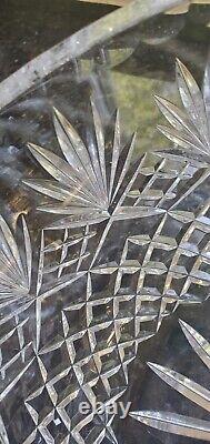 Stunning Vintage Large Crystal Cut Glass Punch Bowl 11 inches Centerpiece