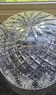 Stunning Vintage Large Crystal Cut Glass Punch Bowl 11 inches Centerpiece