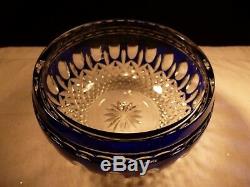 Stunning Waterford Crystal Cobalt Blue Cut To Clear 6 Clarendon Bowl With Box