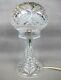 Superb & very ornate VINTAGE Cut Crystal Glass MUSHROOM TABLE LAMP / LIGHT 12.5