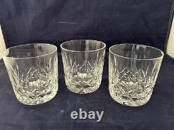 THREE WATERFORD CRYSTAL LISMORE OLD FASHIONED GLASSES, 3-3/8, Made in Ireland