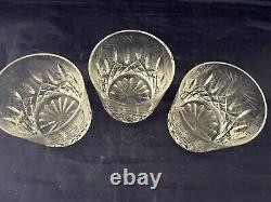 THREE WATERFORD CRYSTAL LISMORE OLD FASHIONED GLASSES, 3-3/8, Made in Ireland