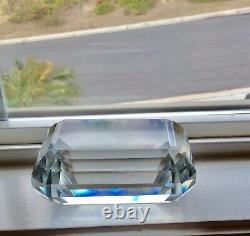 TIFFANY & CO, Vtg Faceted Emerald Cut Diamond Crystal Paperweight! Blank