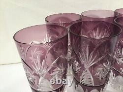 TT46 Vintage 6 Old Purple Very Beautiful Cut Crystal Tumbler Glass For Adults