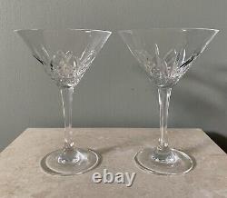 TWO (2) WATERFORD MARQUIS BROOKSIDE Martini Crystal Glasses 6.25 Tall EXCELLENT