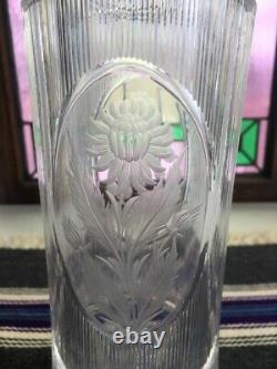 Tall American Brilliant Cut Glass Vase with Sterling Silver Rim ABCG 13 EXC