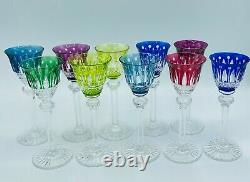 Ten Saint St. Louis France Colored Cut-to-clear Crystal Tommy Cordial Glasses