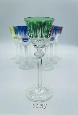 Ten Saint St. Louis France Colored Cut-to-clear Crystal Tommy Cordial Glasses