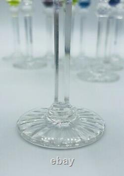 Ten Saint St. Louis France Colored Cut-to-clear Crystal Tommy Cordial Glasses