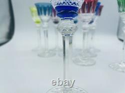 Ten Saint St. Louis France Colored Cut-to-clear Crystal Tommy Cordial Glasses