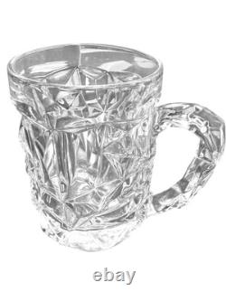 Tiffany & Co Crystal Beer Mug Set 2 Rock Cut Crystal Glass Vintage Germany NEW