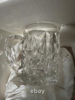 Tiffany & Co Crystal Beer Mug Set 2 Rock Cut Crystal Glass Vintage Germany NEW