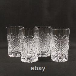 Tiffany & Co. Crystal Highball Tumbler Cut Leaves Fan Glass Set of 4