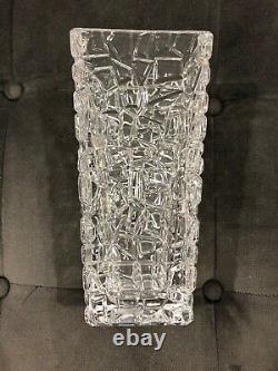 Tiffany & Co. Crystal LARGE Rock Cut Sierra Vase Square 9.5 Tall Flower Vase