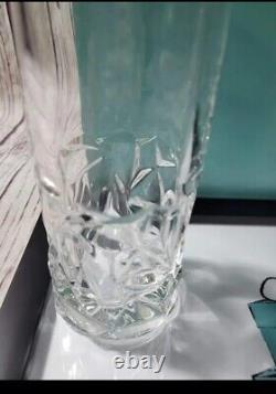 Tiffany Co Crystal Rock Cut Tall Glasses Heavy Thick Stamped Set of 4 Vtg withbox