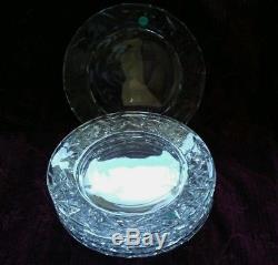 Tiffany & Co. ROCK CUT Crystal 8 in. Plates Set of 6 Signed FREE U. S. SHIP