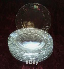 Tiffany & Co. ROCK CUT Crystal 8 in. Plates Set of 6 Signed FREE U. S. SHIP