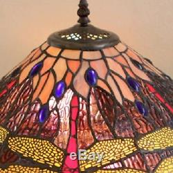 Tiffany Style Dragonfly Lamp Cut Stained Glass Reading Table Desk Mosaic Base