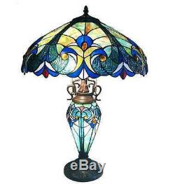 Tiffany Style Lamp Vintage Classic Look Base Lamp Handcrafted Stained Cut Glass