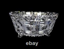 Tritschler Winterhalder Germany Vintage Crystal Cut Glass 3 Toed Large 9 Bowl