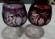 Two NACHTMANN TRAUBE AMETHYST AND RUBY RED CUT TO CLEAR BRANDY SNIFTERS