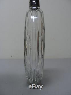 UNUSUAL 19th C. ANTIQUE LARGE CRYSTAL PANEL-CUT FLASK with SILVER TOP