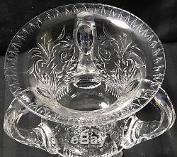 Ultra Rare Antique Abp Pairpoint Engraved Cut Glass Rock Crystal Loving Cup