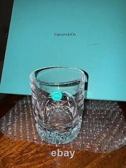 Unused Tiffany & Co Crystal Rock Cut Double Old Fashioned Glasses-Set of 4