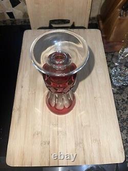 VAL SAINT LAMBERT Crystal glass Ruby Red Cut Vase- 1950s