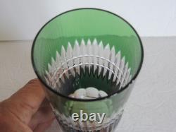 VAL ST LAMBERT Cut Glass Emerald Green 10oz Crystal Tumbler