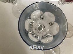 VAL ST. LAMBERT OSRAM 7 1/2 WINE GLASSES Cut to Clear Colored CRYSTAL RETIRED