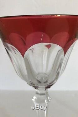 VAL ST. LAMBERT OSRAM 7 1/2 WINE GLASSES Cut to Clear Colored CRYSTAL RETIRED