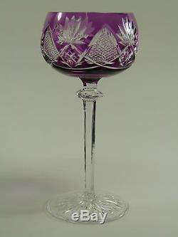 VAL St LAMBERT Crystal BERNCASTEL Cut Coloured Hock Glasses Set of 6 (b)