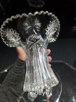 VASE Flared SWEET PEA, American Brilliant period Cut Glass Crystal Hobstars nice