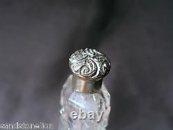 VICTORIAN CUT GLASS PERFUME SCENT BOTTLE STERLING TOP. 1880's SUPER GIFT