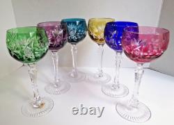 VINEYARD GRAPE by BAYEL CUT CRYSTAL WINE HOCK GLASS GERMANY, Rare 7.6, Set of 6