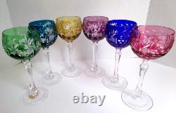 VINEYARD GRAPE by BAYEL CUT CRYSTAL WINE HOCK GLASS GERMANY, Rare 7.6, Set of 6