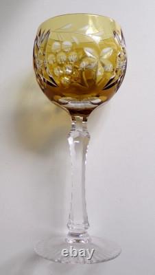 VINEYARD GRAPE by BAYEL CUT CRYSTAL WINE HOCK GLASS GERMANY, Rare 7.6, Set of 6