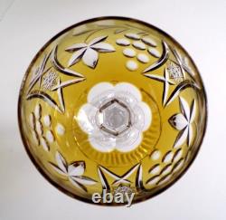 VINEYARD GRAPE by BAYEL CUT CRYSTAL WINE HOCK GLASS GERMANY, Rare 7.6, Set of 6