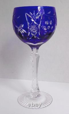 VINEYARD GRAPE by BAYEL CUT CRYSTAL WINE HOCK GLASS GERMANY, Rare 7.6, Set of 6